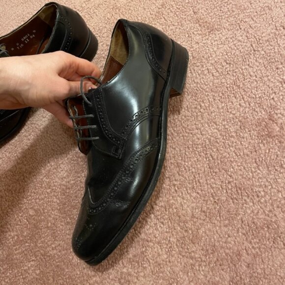Dacks Black Leather Dress Shoe - Picture 3 of 6